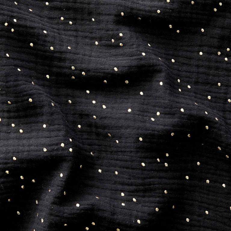 Double Gaze De Coton a Pois Pimiz - Noir