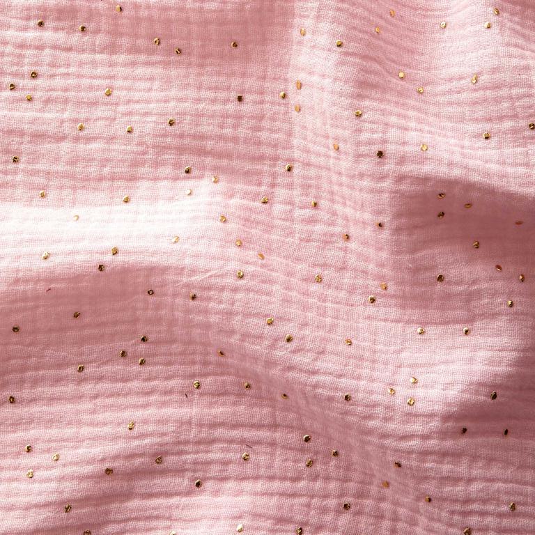 Double Gaze De Coton a Pois Pimiz - Rose Blush