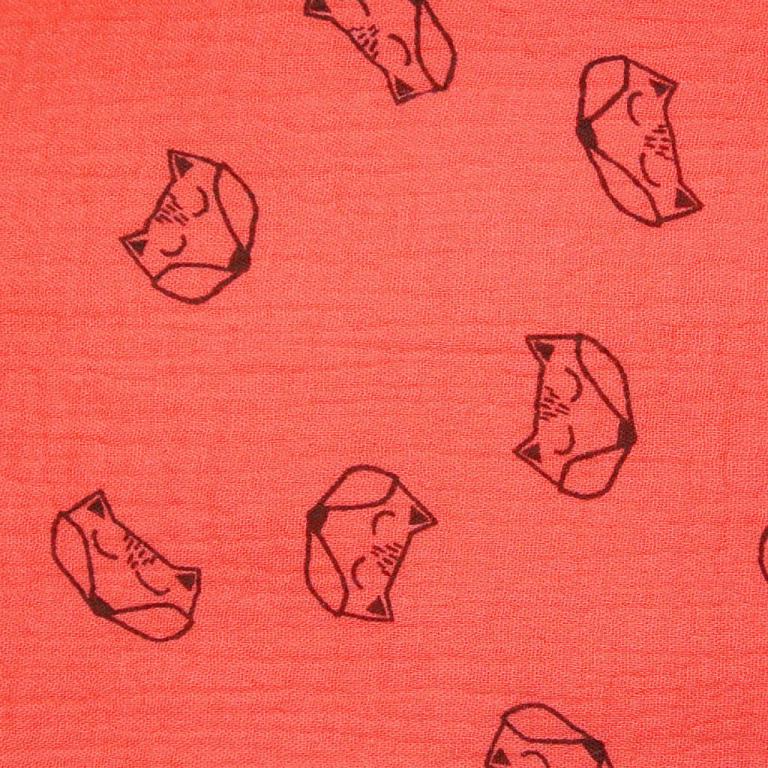 Double Gaze De Coton Imprimé - Khoya Renard Corail