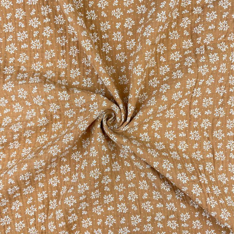 Double Gaze De Coton Imprimé - Meesya Camel
