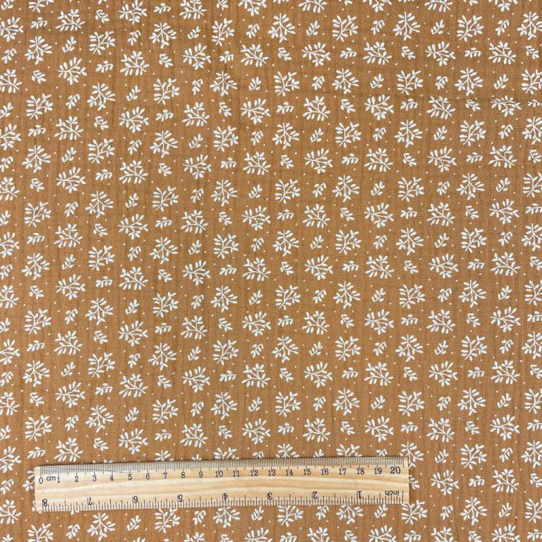 Double Gaze De Coton Imprimé - Meesya Camel