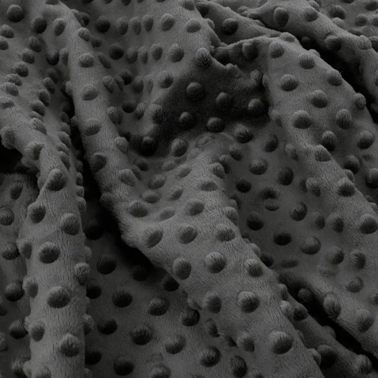 Coton Minky A Pois Premium - Gris Foncé