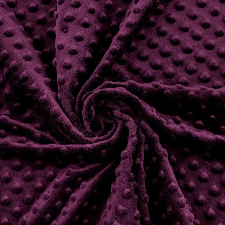 Coton Minky A Pois Premium - Violet Raisin Bordeaux