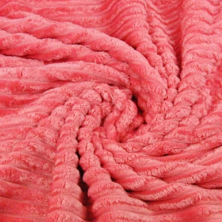 Coton Minky A Rayures Rose Fraise | Premium | 1m x 1m60