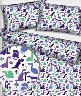 PopCoton | Dinosaures Bleu Menthe Fond Blanc