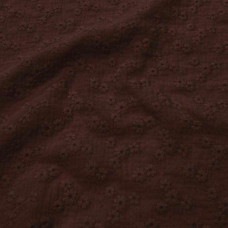 Double Gaze De Coton Brodé - Esmee Cacao