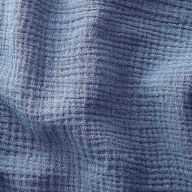 Double Gaze De Coton Uni - Bleu Jeans