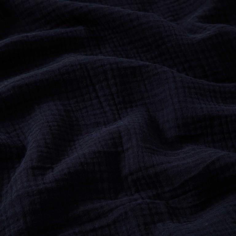 Double Gaze De Coton Uni - Bleu Nuit