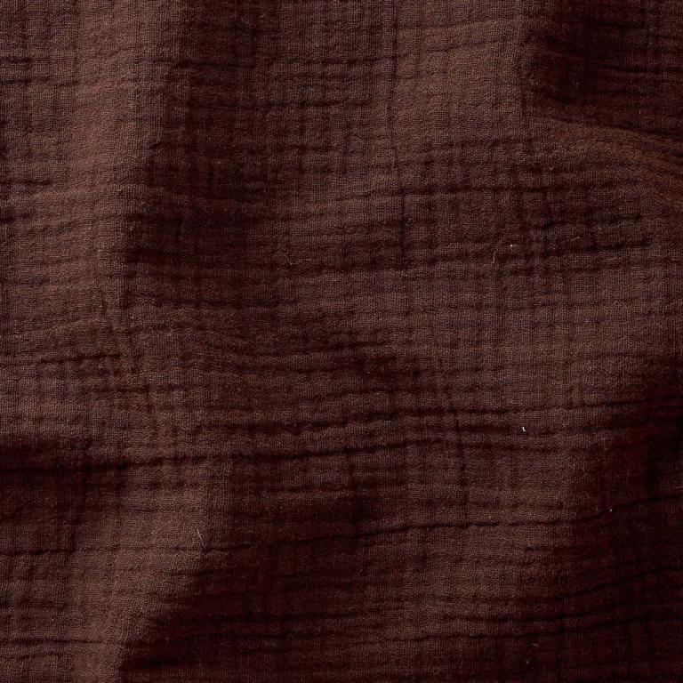 Double Gaze De Coton Uni - Brun Cacao