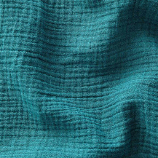 Double Gaze De Coton Uni - Emeraude