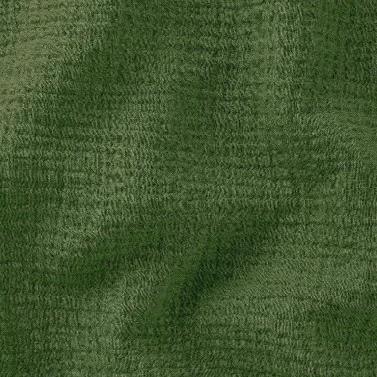 Double Gaze De Coton Uni - Vert Fougère