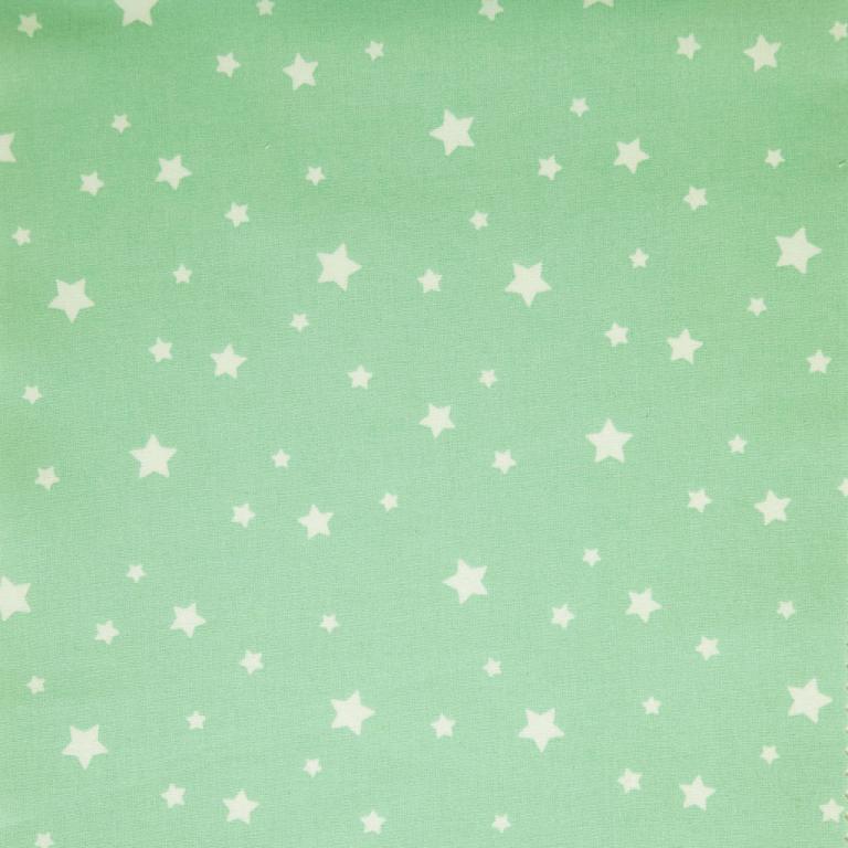 Etoiles Blanches Fond Vert Clair | 1m x 1m50