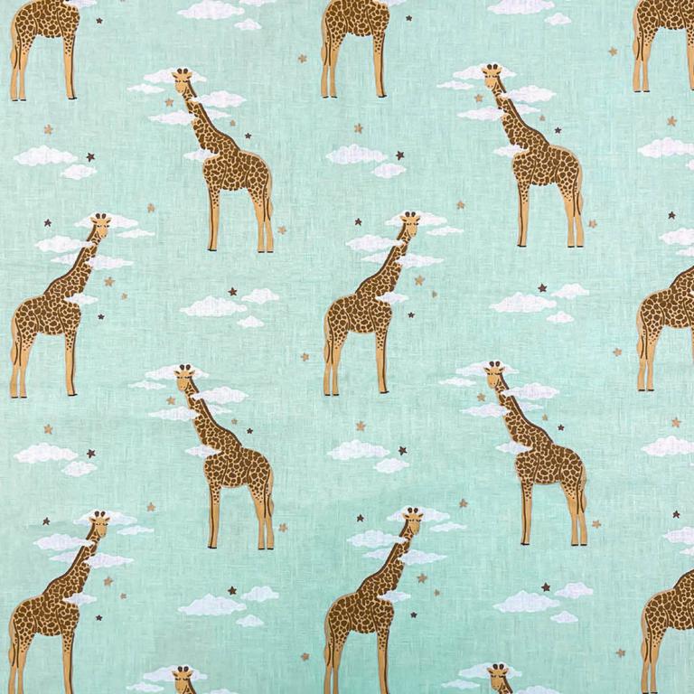 Girafe Zefira Fond Vert Menthe | 1m x 1m50