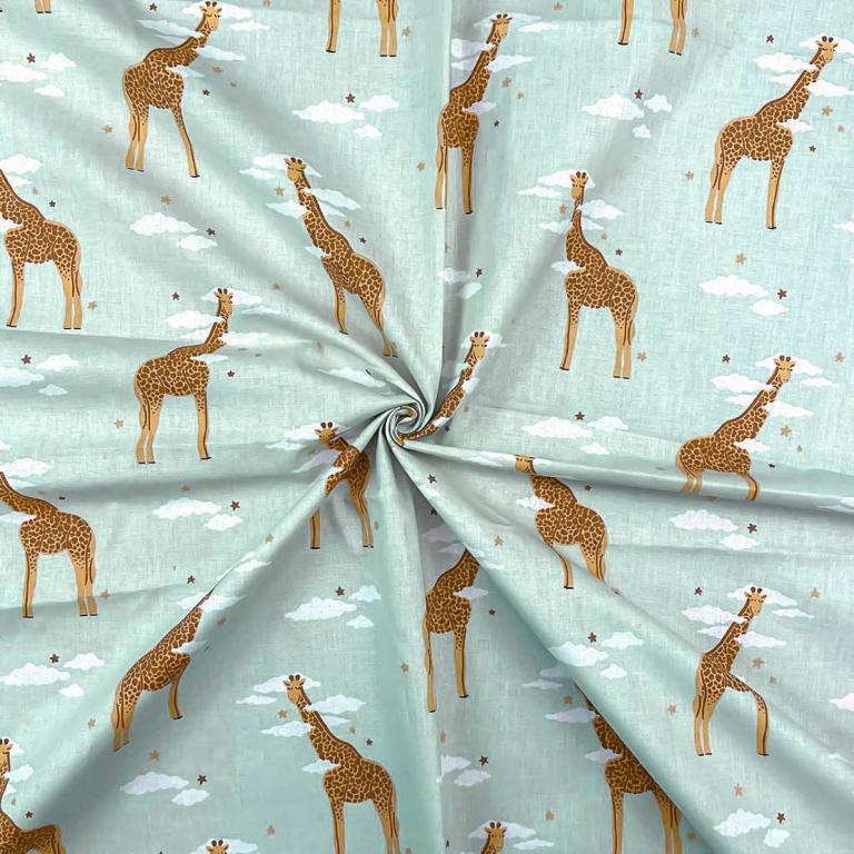 Girafe Zefira Fond Vert Menthe | 1m x 1m50
