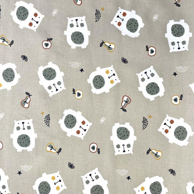 Ourson Gugeo Fond Gris Souris | 1m x 1m50