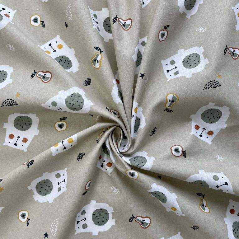 Ourson Gugeo Fond Gris Souris | 1m x 1m50