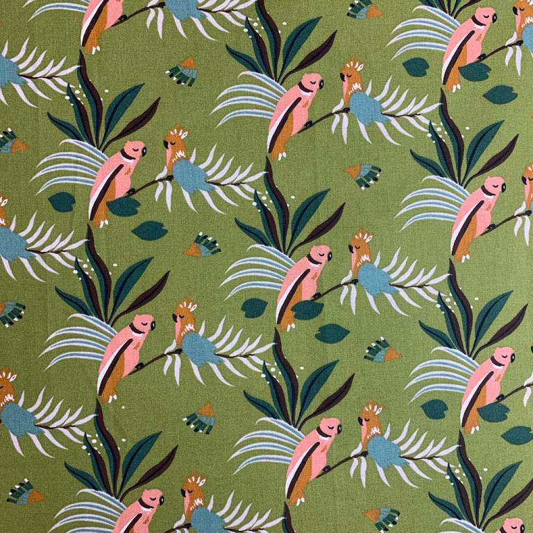 Perroquets Gaori Fond Vert Guacamol | 1m x 1m50