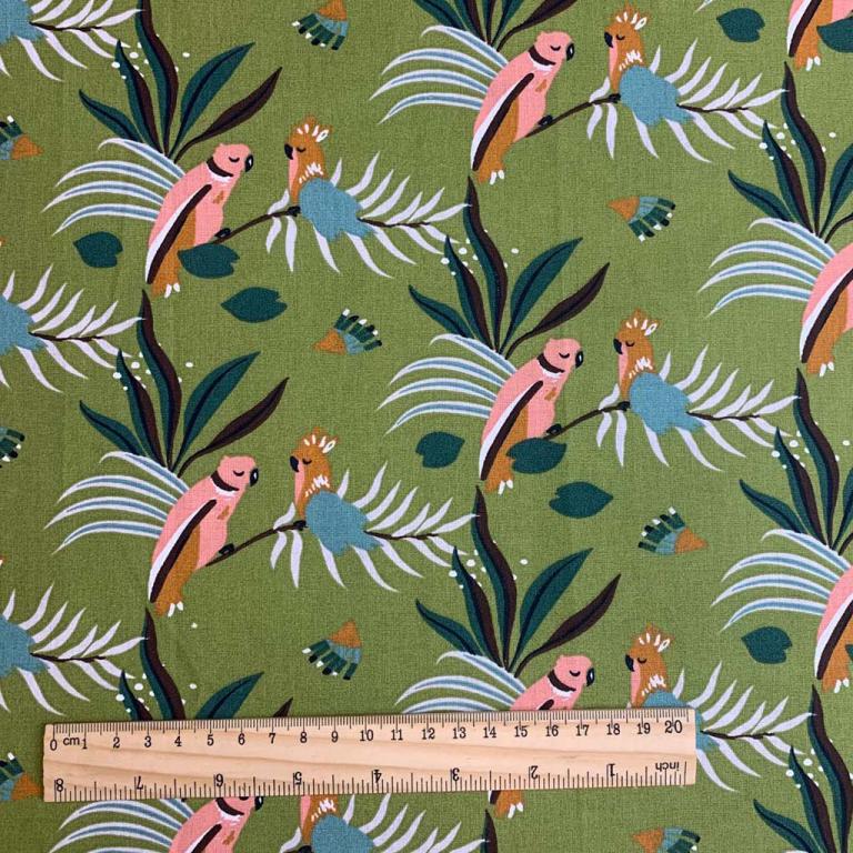 Perroquets Gaori Fond Vert Guacamol | 1m x 1m50