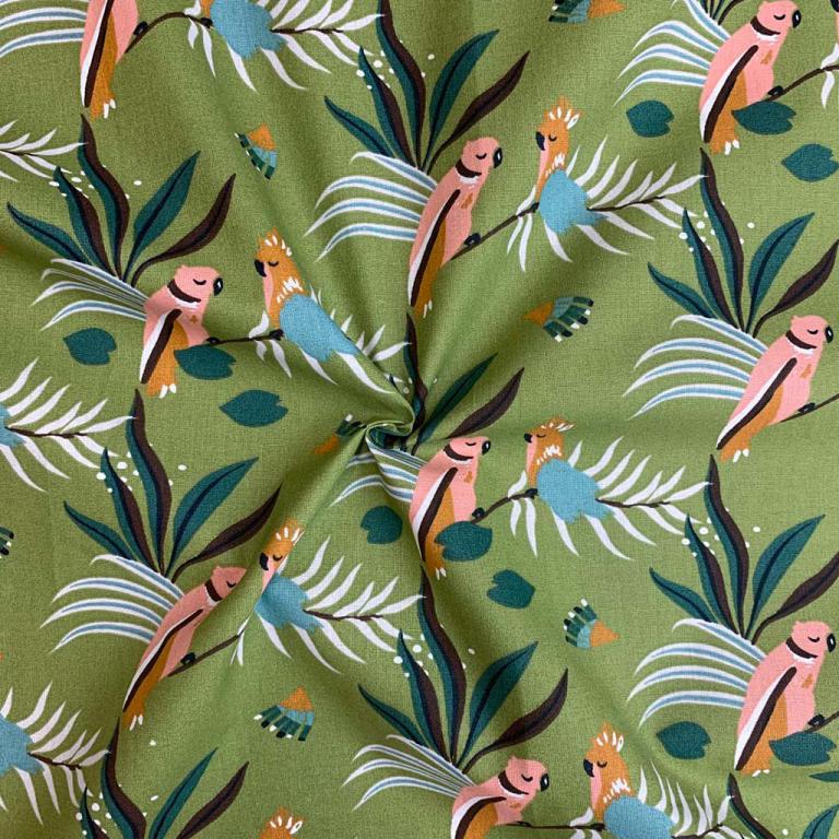 Perroquets Gaori Fond Vert Guacamol | 1m x 1m50