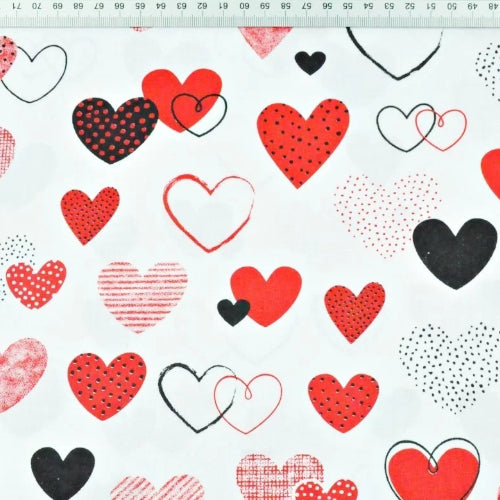 Cœurs Rouges & Noirs sur Fond Rose | 1m x 1m60