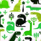 Dinosaures Verts sur Fond Blanc | 1m x 1m60