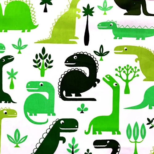 Dinosaures Verts sur Fond Blanc | 1m x 1m60