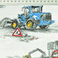 Tissu Coton Transport | Engins de Chantiers Fond Blanc