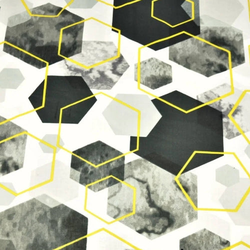 Hexagones Jaunes et Noirs sur Fond Blanc 