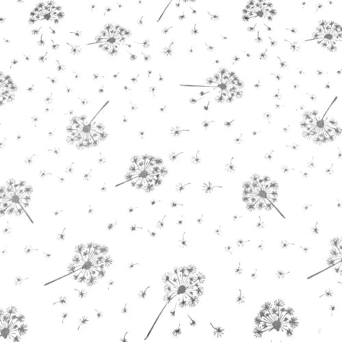 Pissenlits Gris Fond Blanc | 1m x 1m60